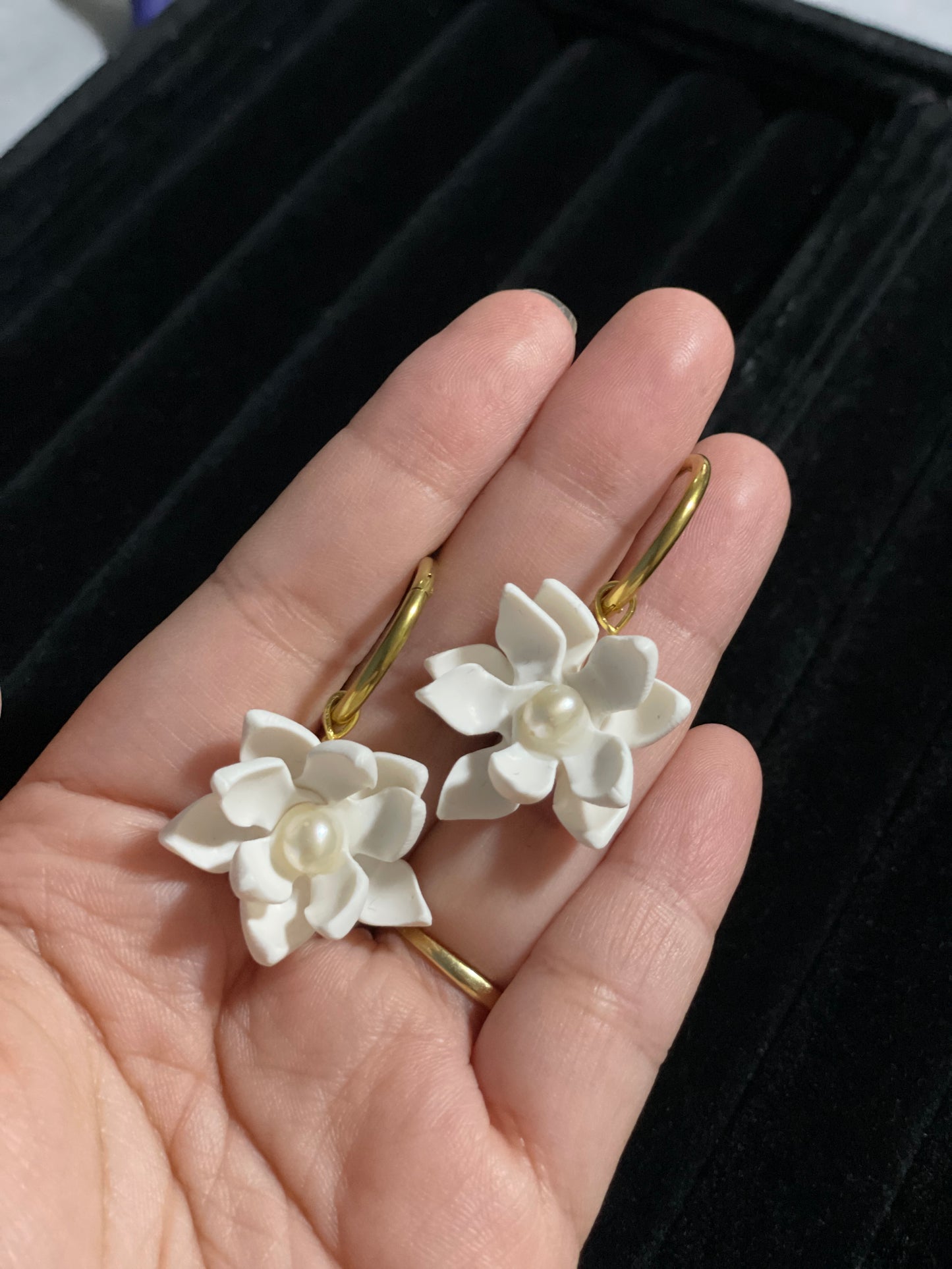 Gold Hoop Sampaguita Danglers