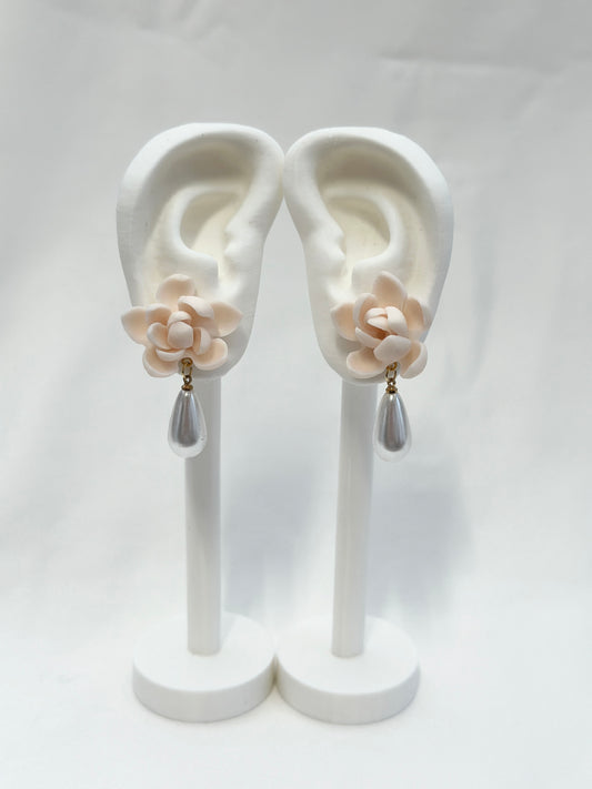 Sampaguita Faux Tear Drop Pearl Dangle Earrings