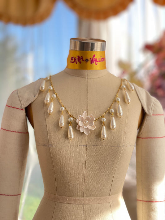 Sampaguita and Dangling Pearls Choker Necklace