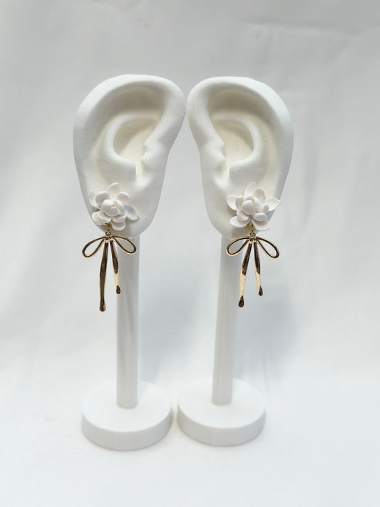Sampaguita Bow Drop Stud