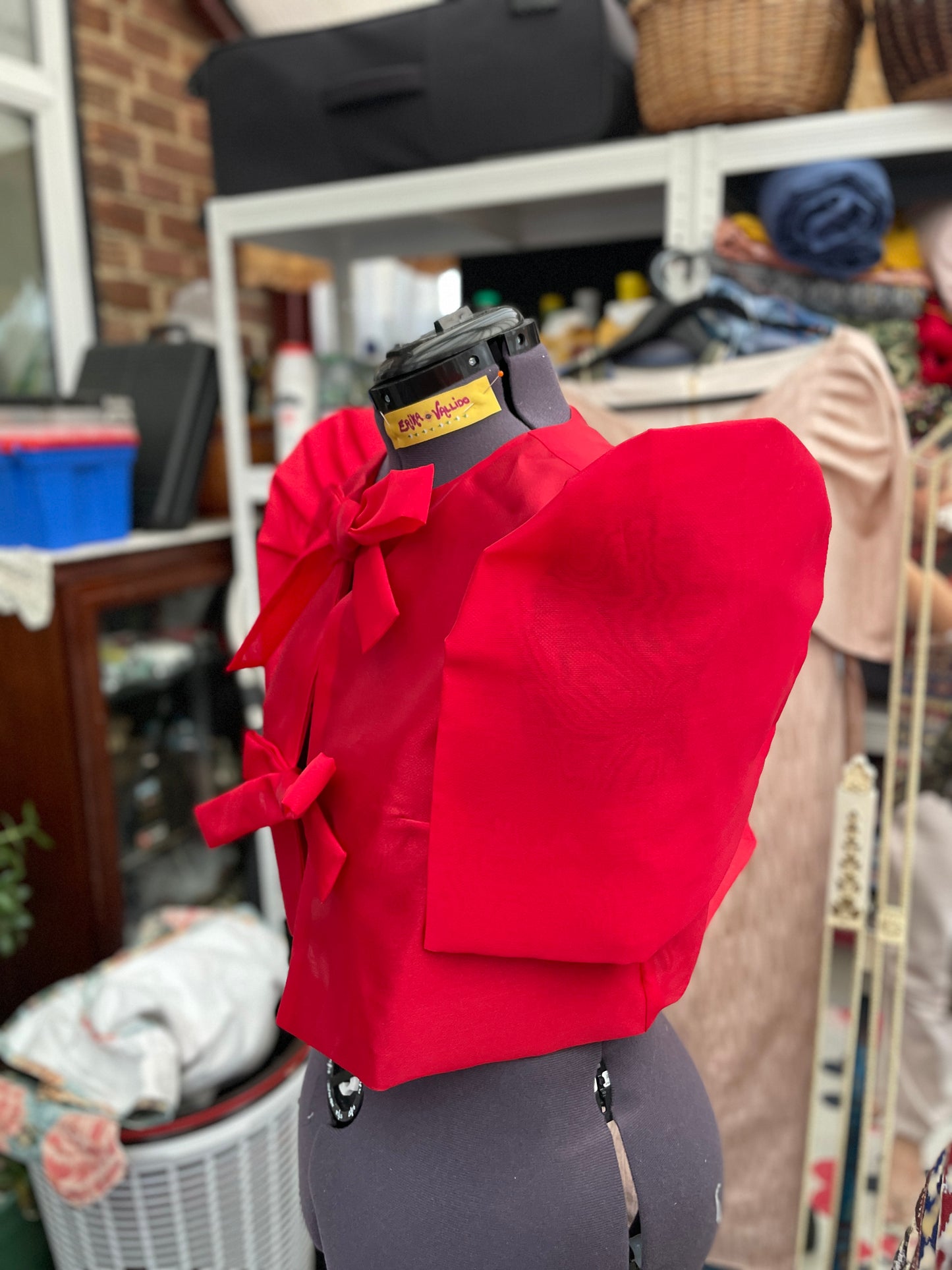 Malambing in Red 2 bow front Filipiniana Top