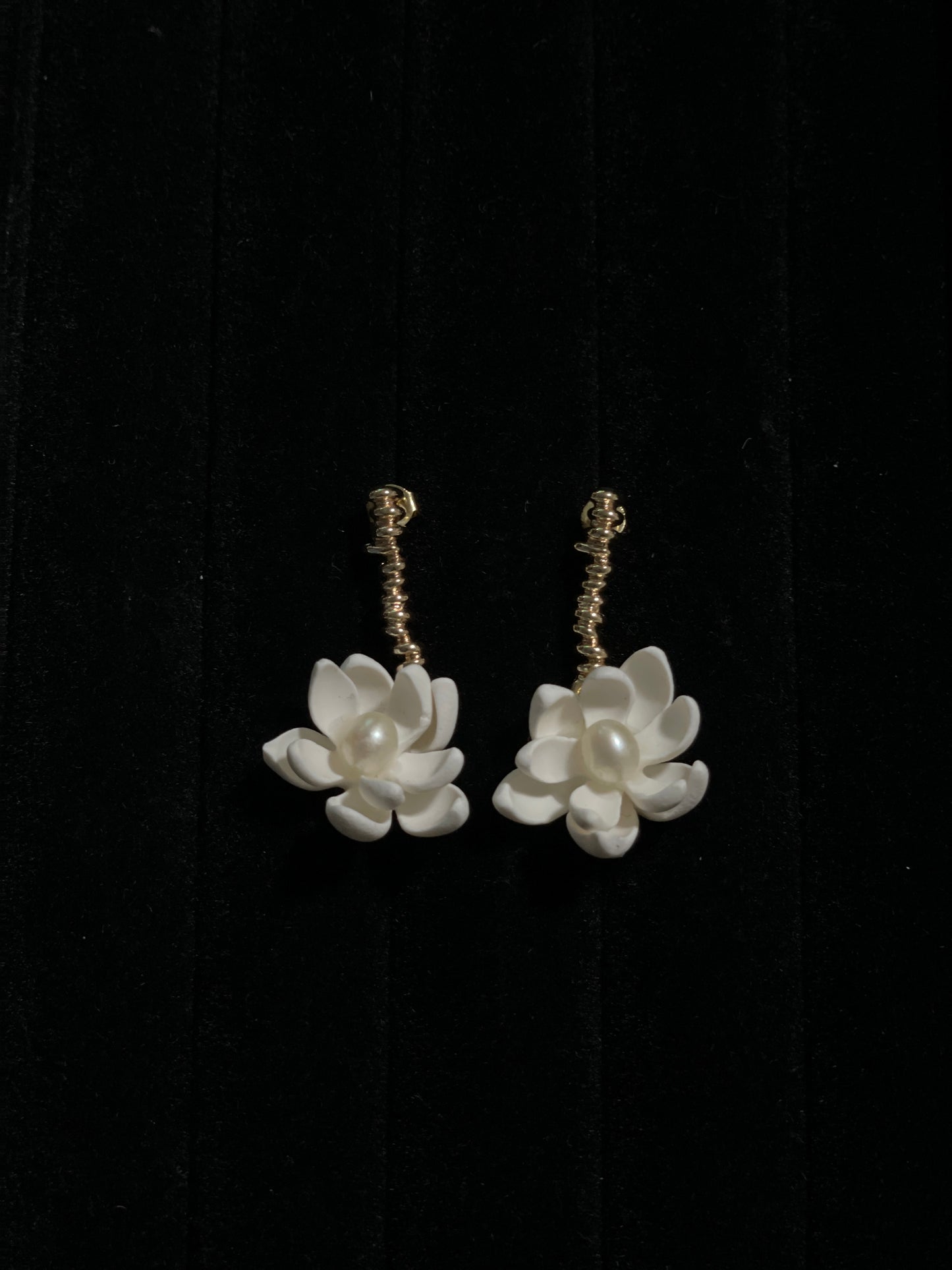 Gold Knotted Twig Sampaguita Stud Earrings