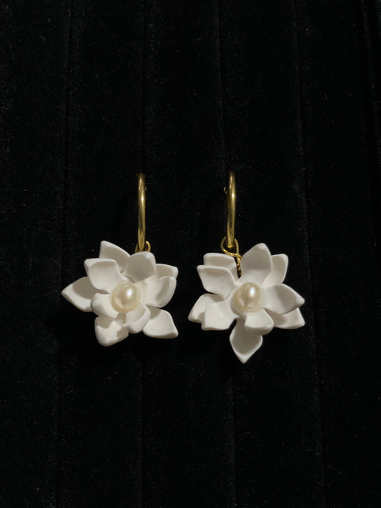 Gold Hoop Sampaguita Danglers