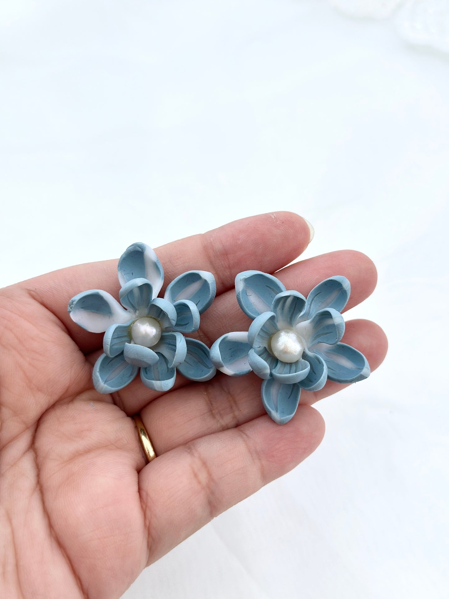 Baby Blue Sampaguita Pearl Studs