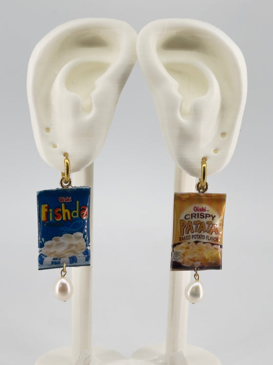 Fishda Patata Pearl Drop Hoop Earrings