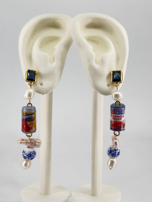 Corned Beef Dangling Earrings