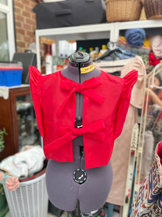 Malambing in Red 2 bow front Filipiniana Top