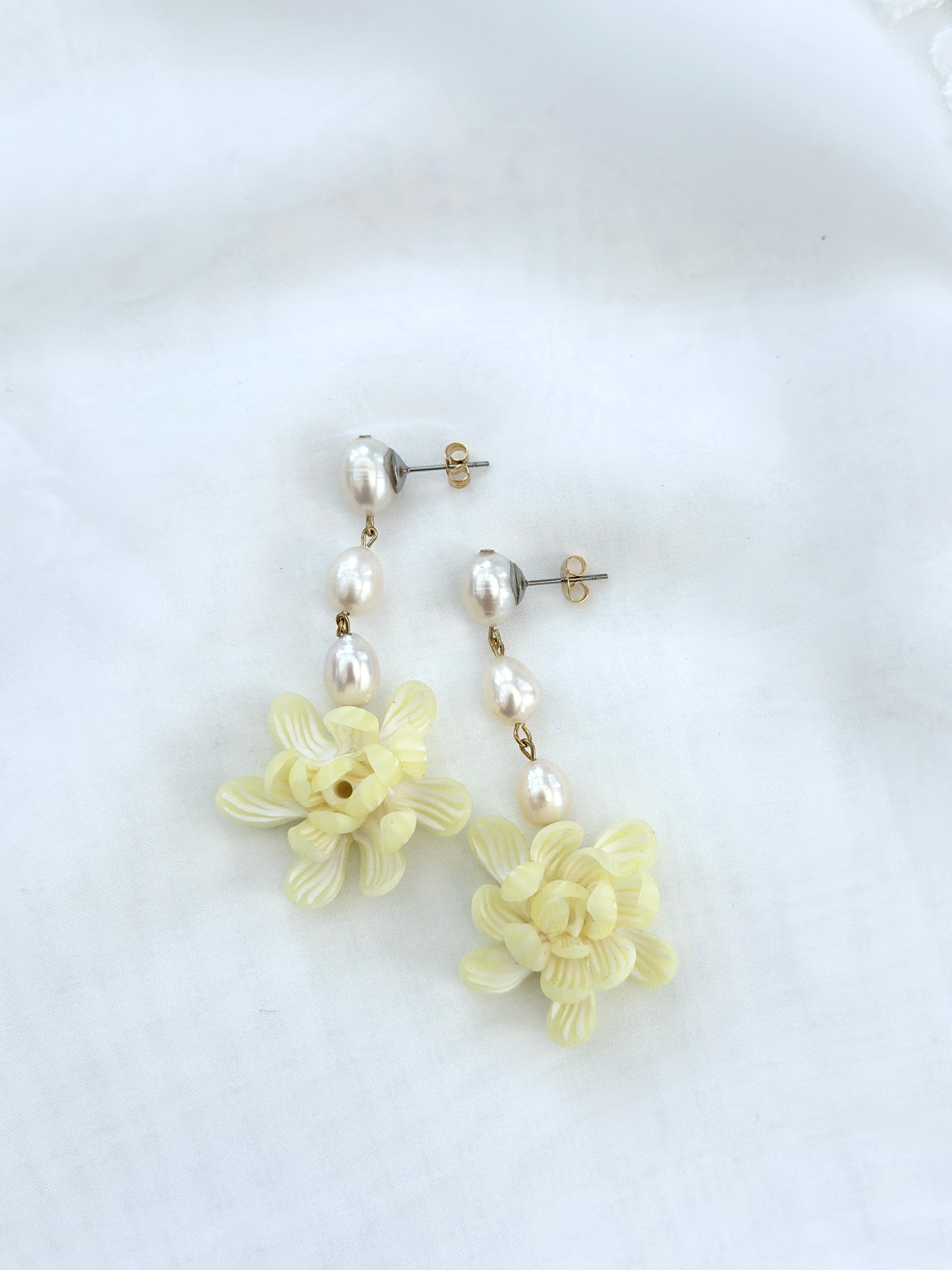 Pearls and Sampaguita Drop Earrings