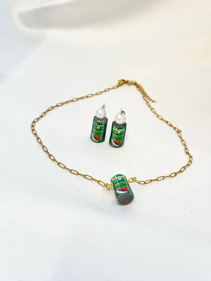 Ligo Sardinas Pearl Stud Earrings and Necklace Set