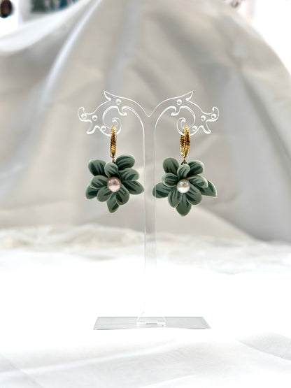 Sage Green Sampaguita with Upcycled Pearl Centre
