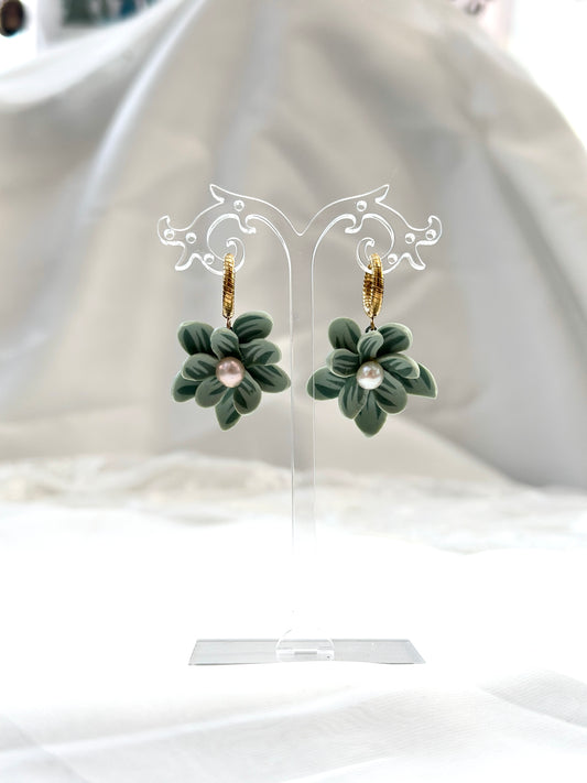Sage Green Sampaguita with Upcycled Pearl Centre