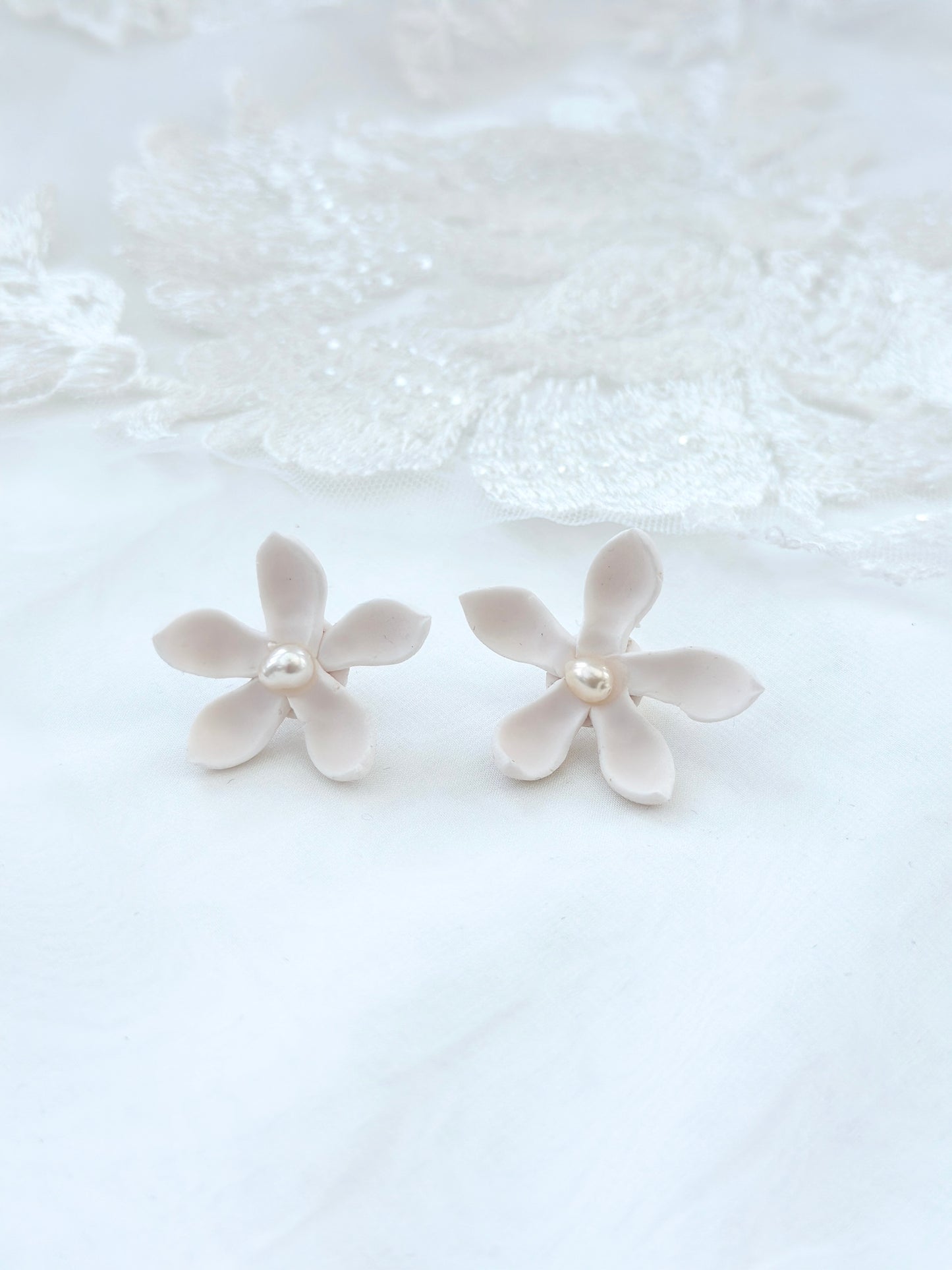 Sampaguita Studs with Upcycled Pearls