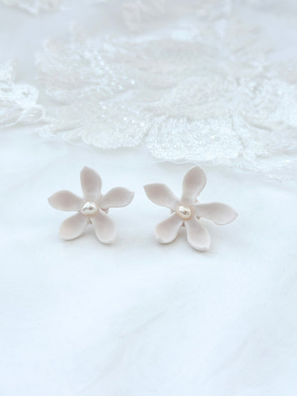 Sampaguita Studs with Upcycled Pearls