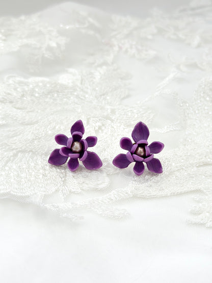 Ube Sampaguita Pearl Studs