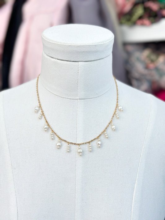 Dainty Baroque Pearl Rain Necklace