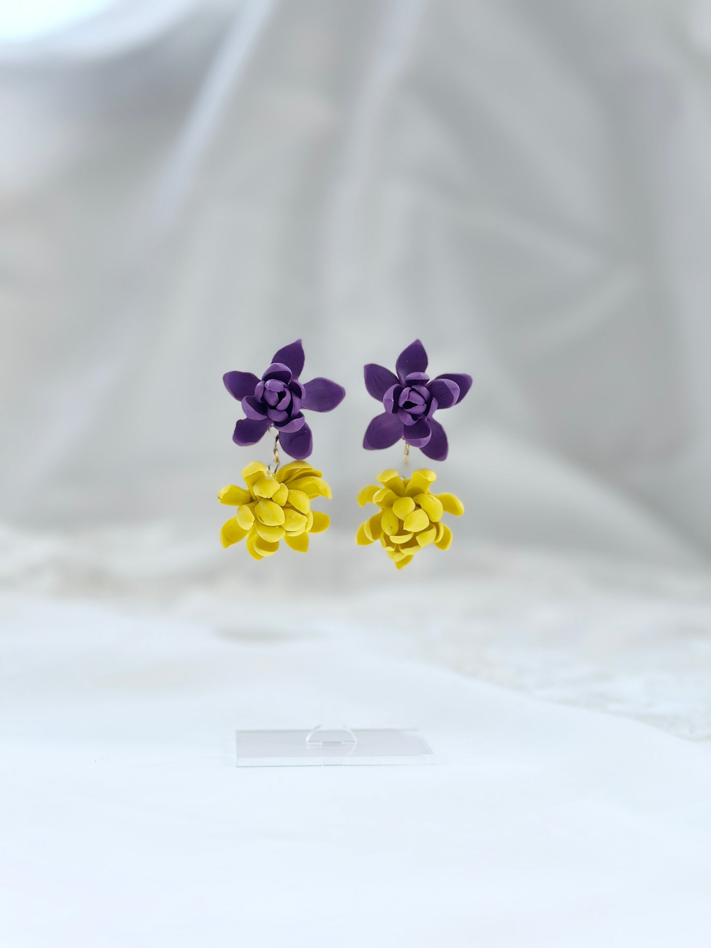 Ube Cheese Floral Earrings