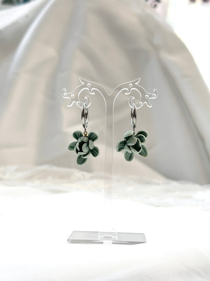Sage Green Sampaguita Hoops