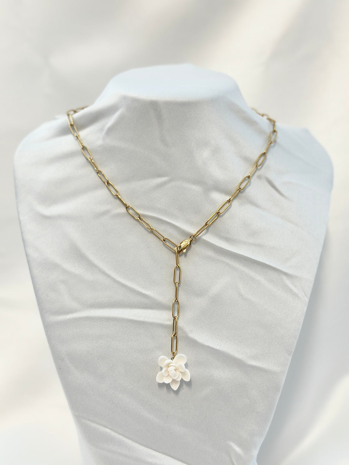 Sampaguita Paper Clip Chain Necklace Drop