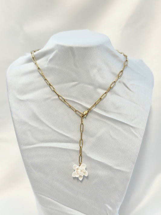 Sampaguita Paper Clip Chain Necklace Drop