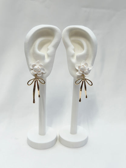 Sampaguita Bow Drop Stud