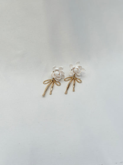 Sampaguita Bow Drop Stud