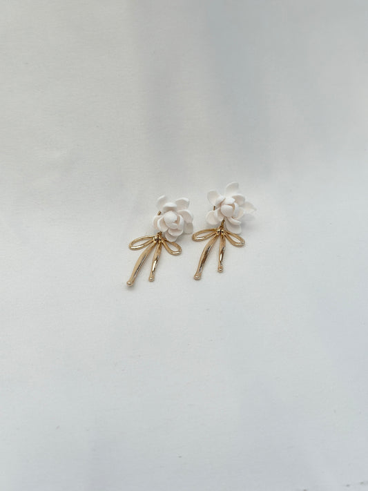 Sampaguita Bow Drop Stud