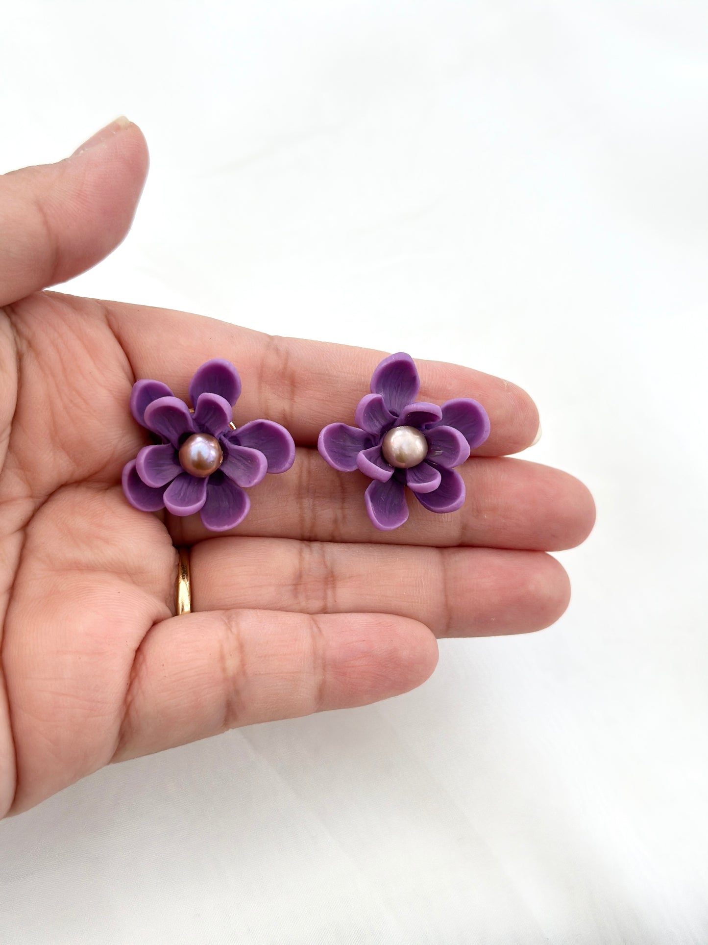 Ube Sampaguita Pearl Studs