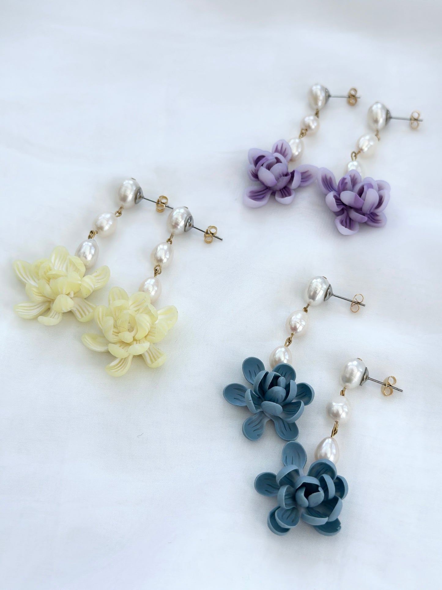 Pearls and Sampaguita Drop Earrings