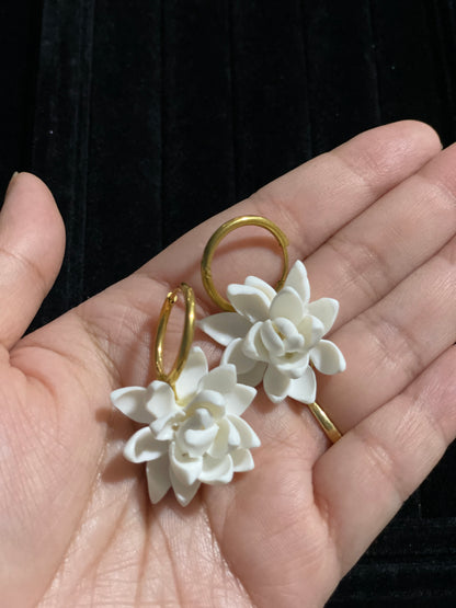 Gold Hoop Classic Sampaguita Dangling Earrings