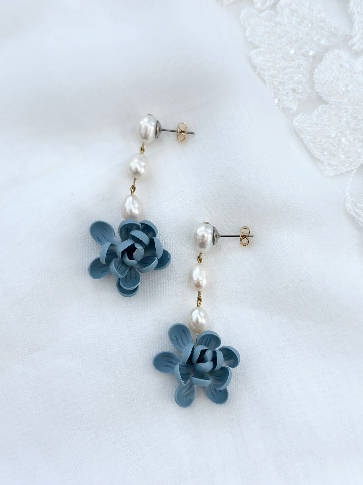 Pearls and Sampaguita Drop Earrings