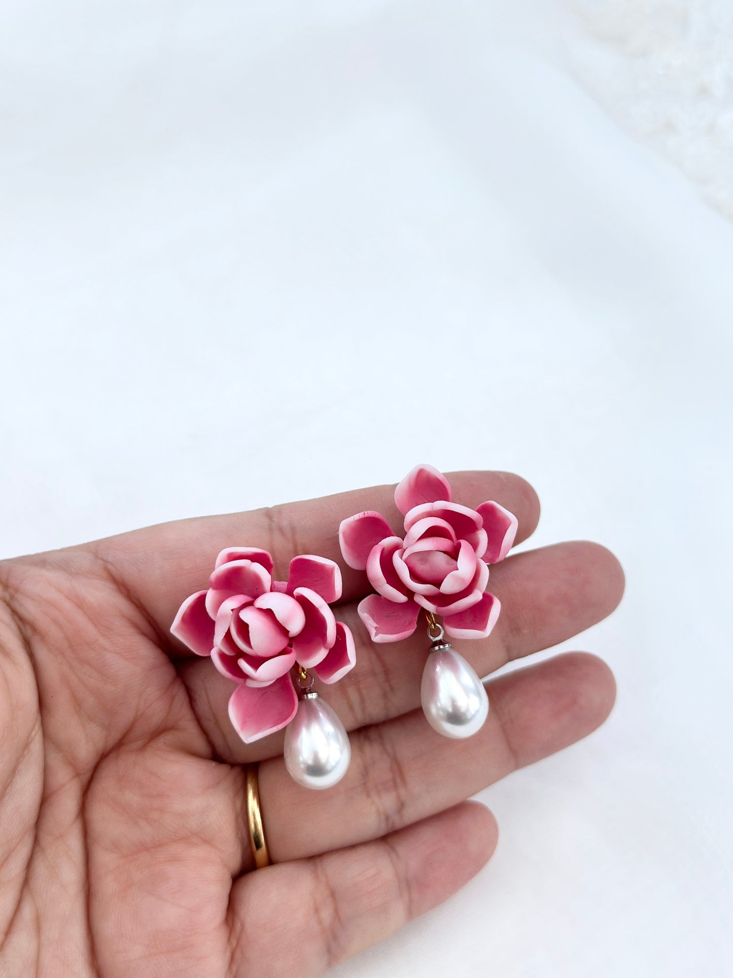 Pink Sampaguita Drop Pearl Earrings