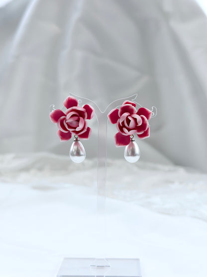 Pink Sampaguita Drop Pearl Earrings