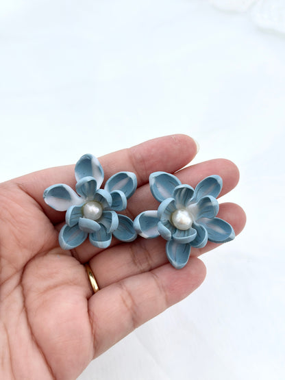 Baby Blue Sampaguita Pearl Studs