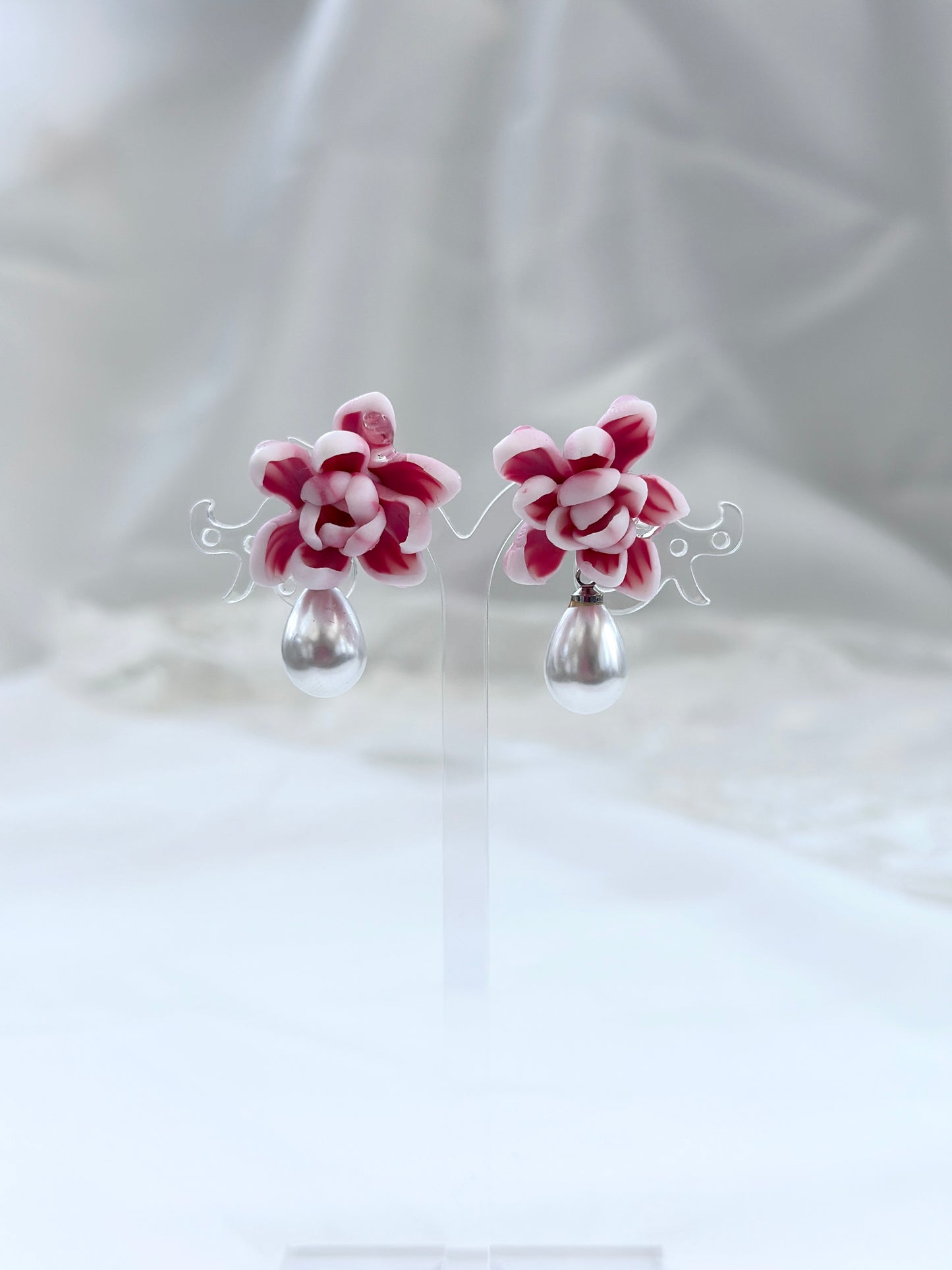 Pink Sampaguita Drop Pearl Earrings