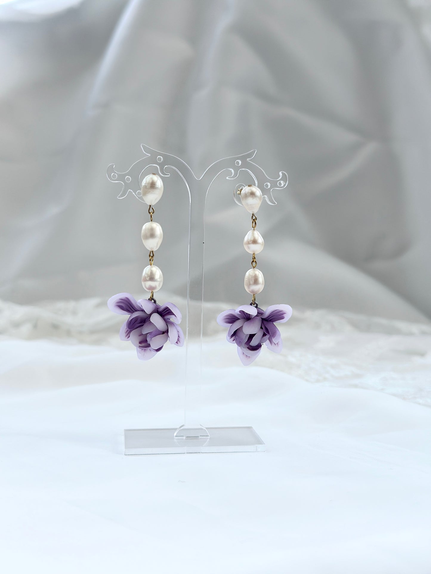 Pearls and Sampaguita Drop Earrings