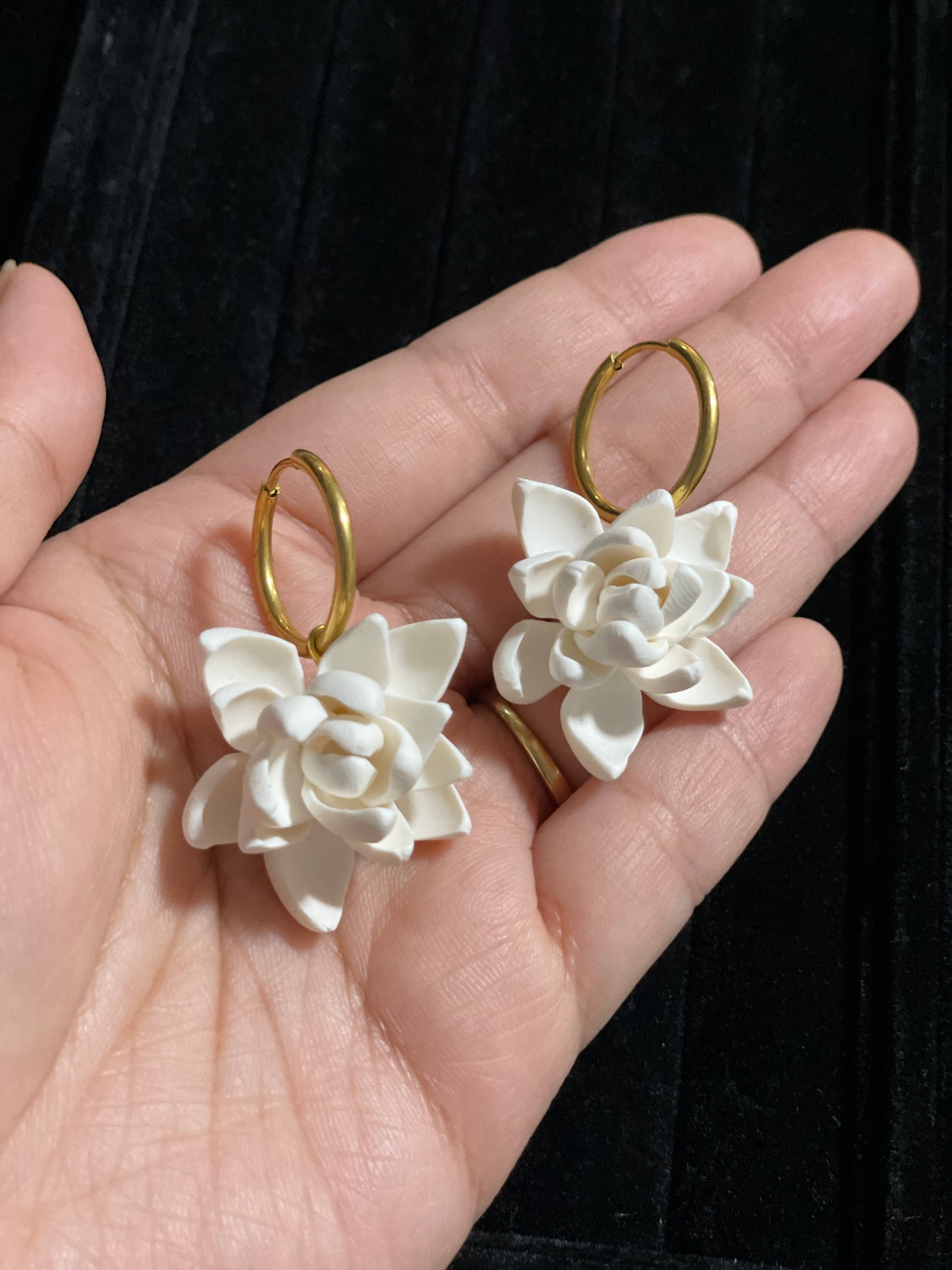 Gold Hoop Classic Sampaguita Dangling Earrings