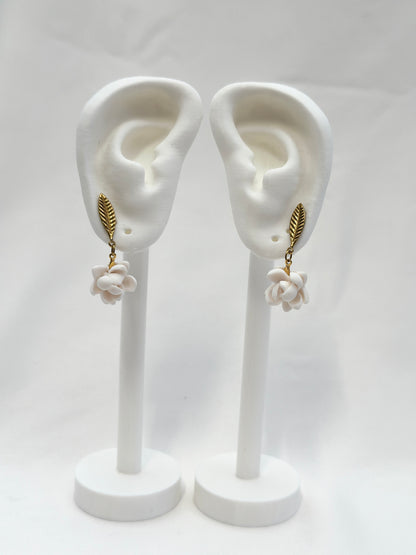 Sampaguita Single Leaf Drop Stud