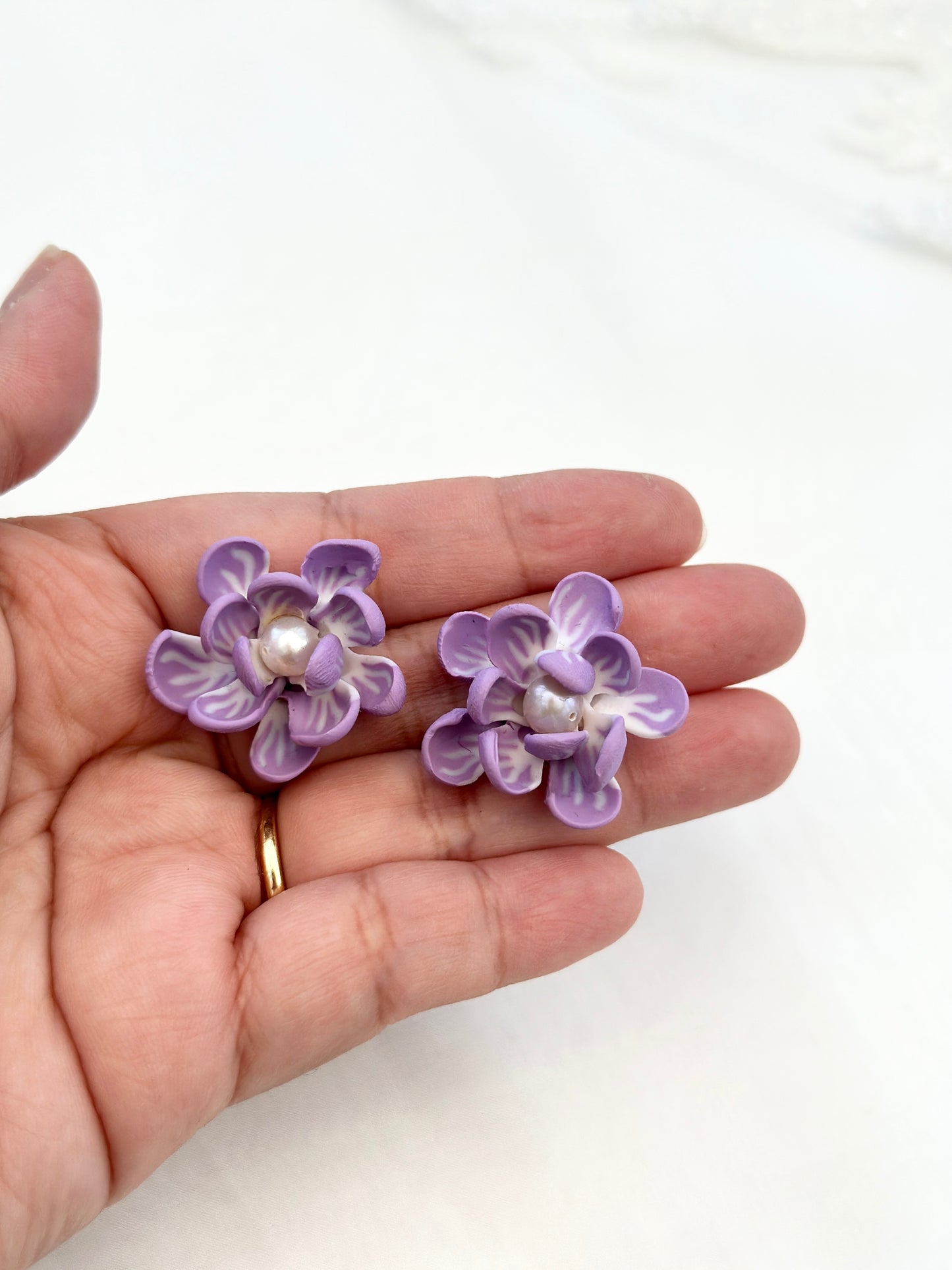 Ube Sampaguita Pearl Studs