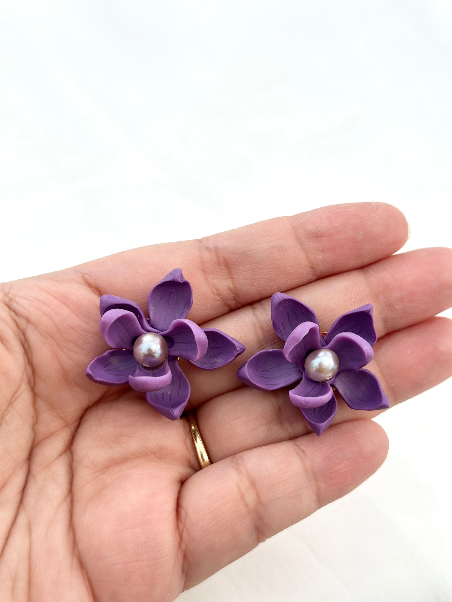 Ube Sampaguita Pearl Studs