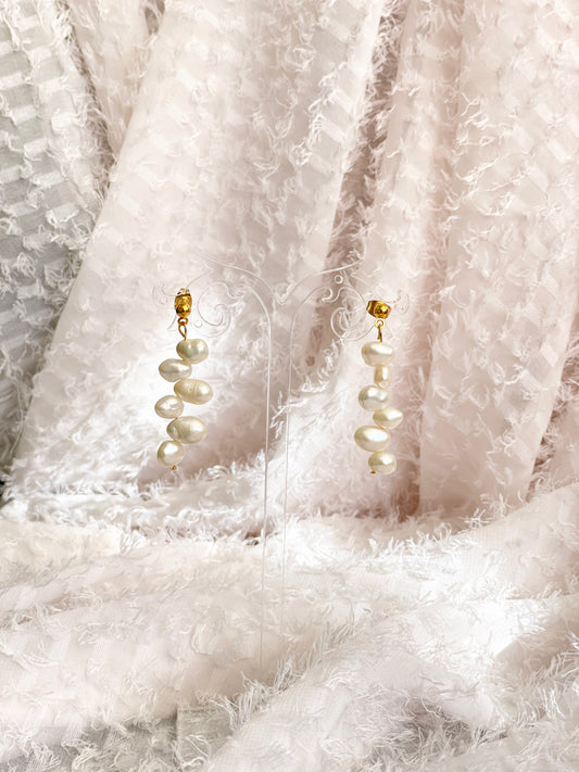 Baroque Pearls Drop Stud Earrings in Ivory