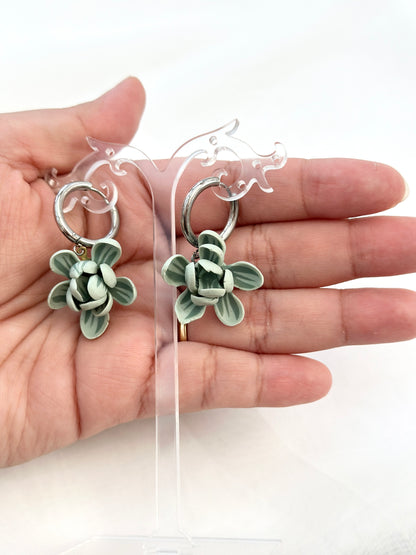 Sage Green Sampaguita Hoops
