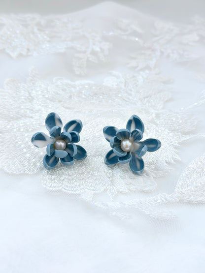 Baby Blue Sampaguita Pearl Studs