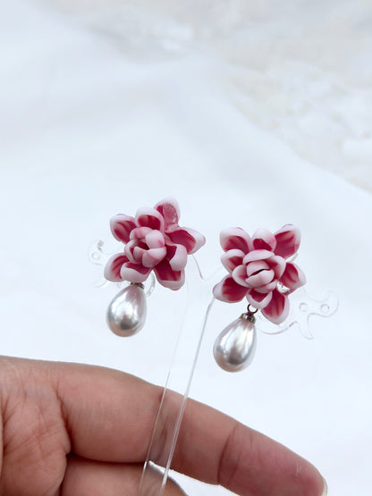 Pink Sampaguita Drop Pearl Earrings