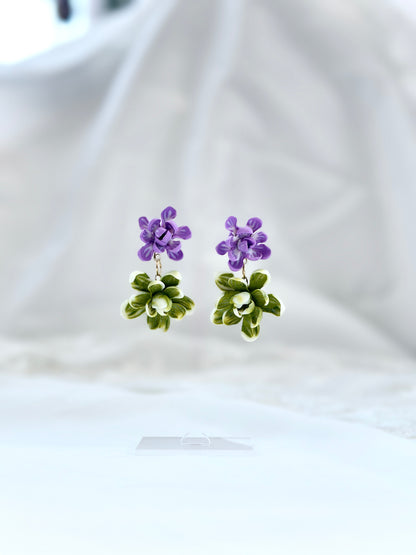 Ube Icecream And Matcha Floral Earrings