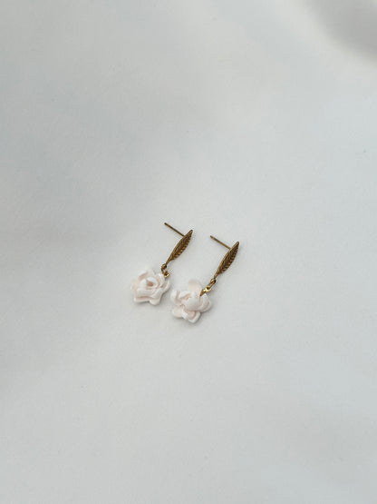 Sampaguita Single Leaf Drop Stud