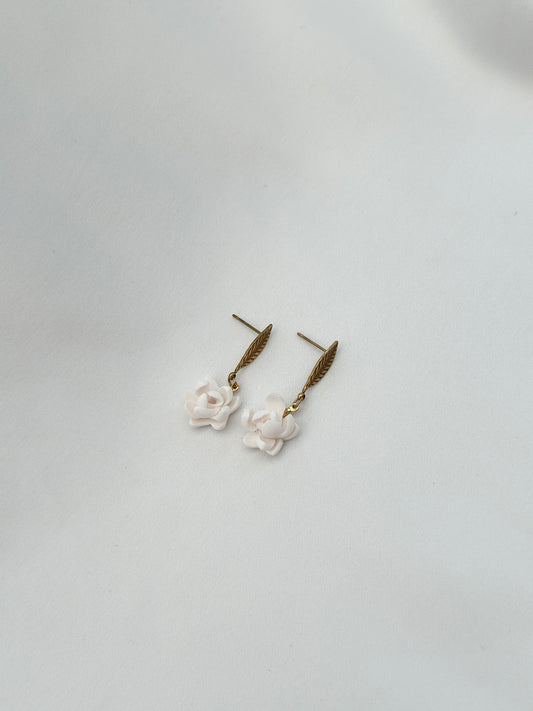 Sampaguita Single Leaf Drop Stud