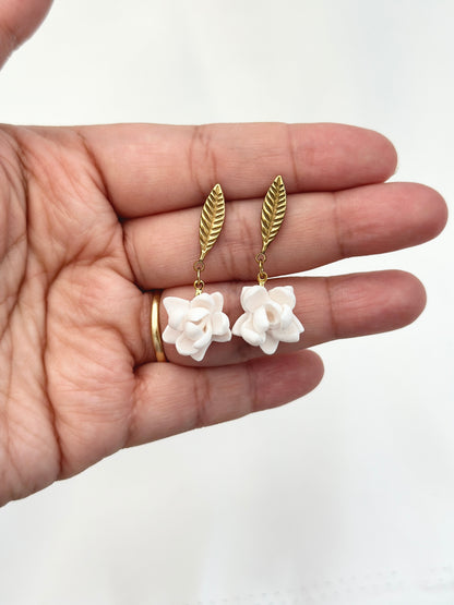 Sampaguita Single Leaf Drop Stud