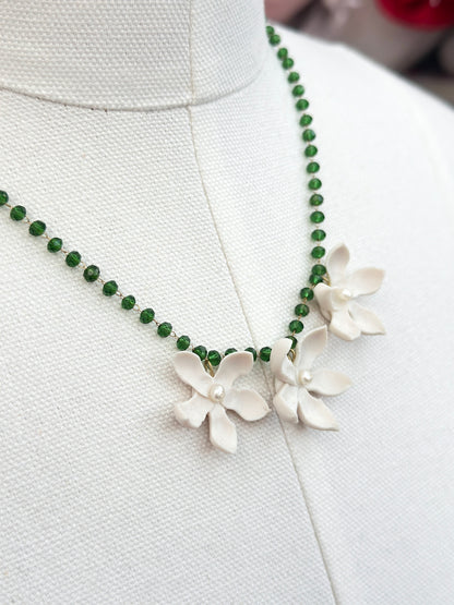 Trio Sampaguita Choker Green Crystal Acrylic Necklace