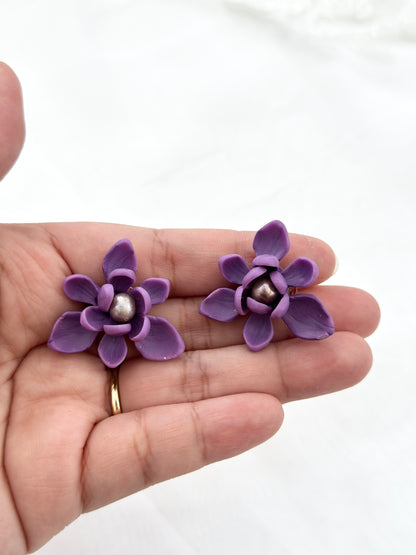Ube Sampaguita Pearl Studs