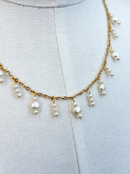 Dainty Baroque Pearl Rain Necklace